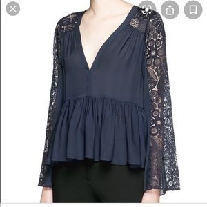 Elizabeth and James Silk Blouse w/ Lace Detail